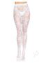 Leg Avenue Seamless Chantilly Floral Lace Tights - O/s - White